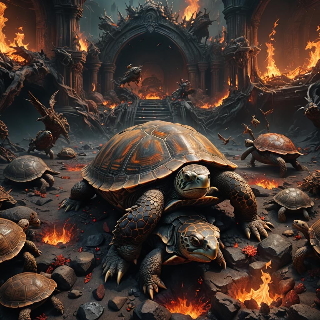 Turtle in Hell - AI Generated Artwork - NightCafe Creator