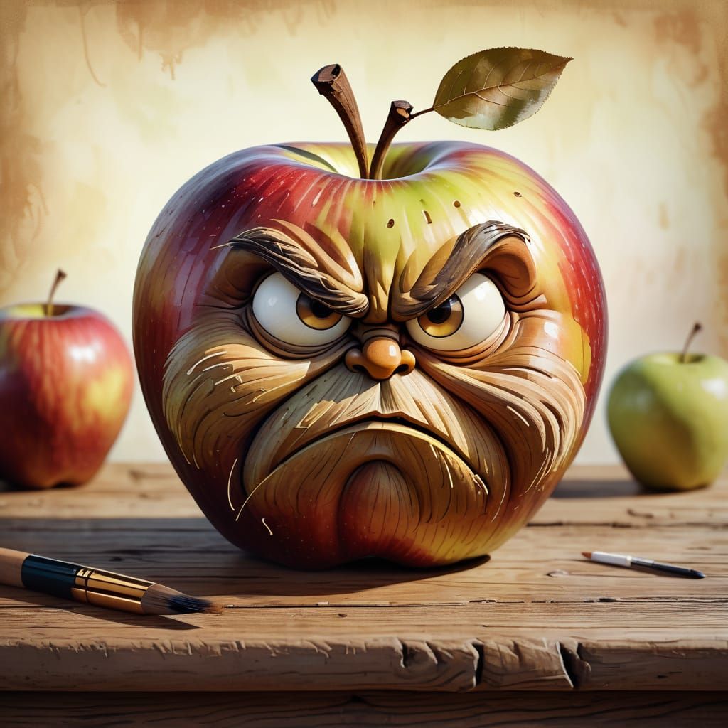 Grumpy Apple  by @Soynuts
