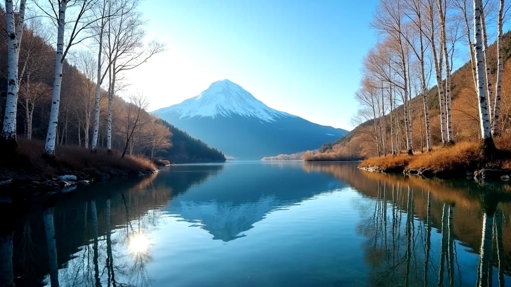 Serene Alpine Lake Reflecting Snowy Peaks