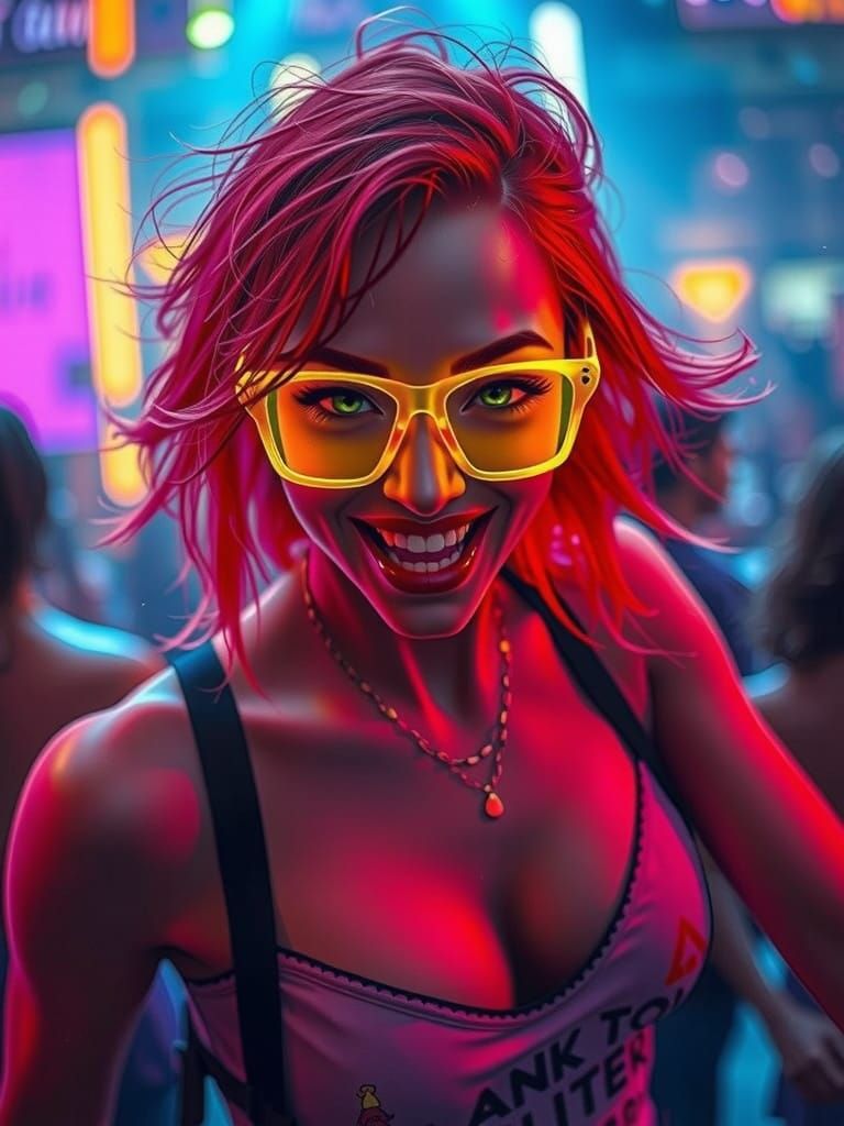 Hyper-Realistic Anime Woman with Bright Hair and Hoody