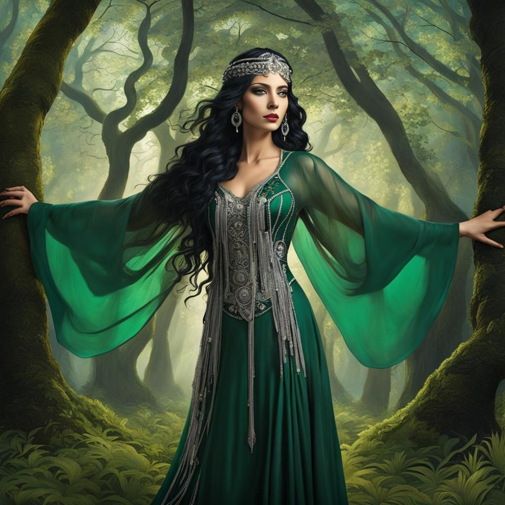 Gypsy Goddess in Emerald Aesthetic