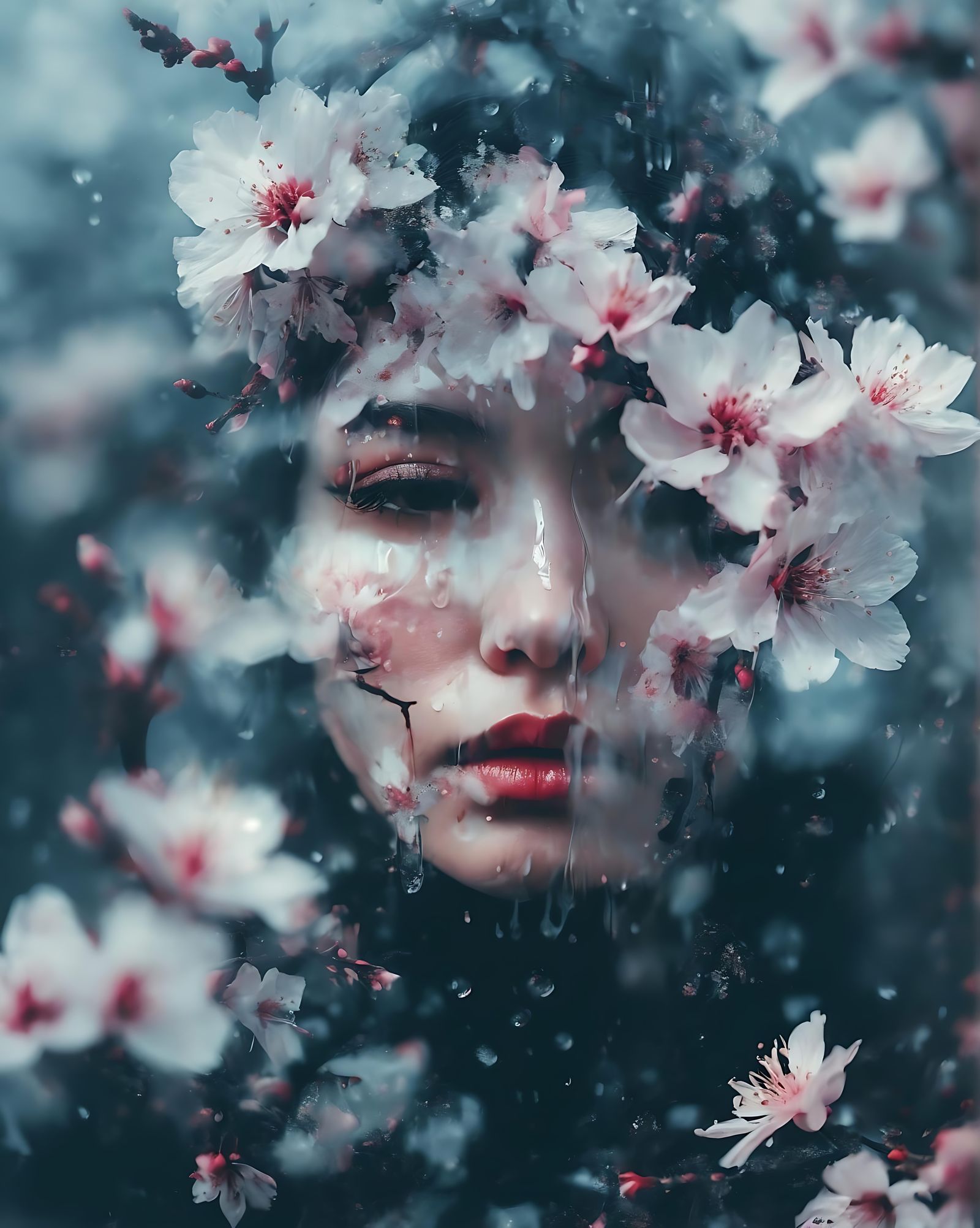๐ธ my tears and the rain mingle with cherry blossoms, lost among the petals ๐ธ