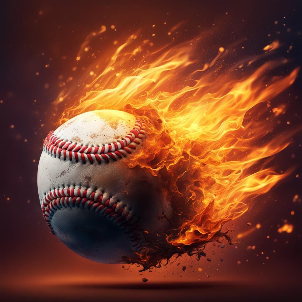 baseball ball on fire like a comet
  by @Rey Araujo