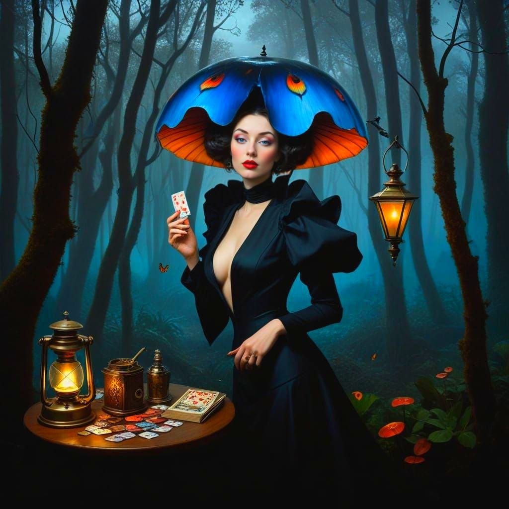 Ethereal Lady in Vibrant Surrealist Landscape