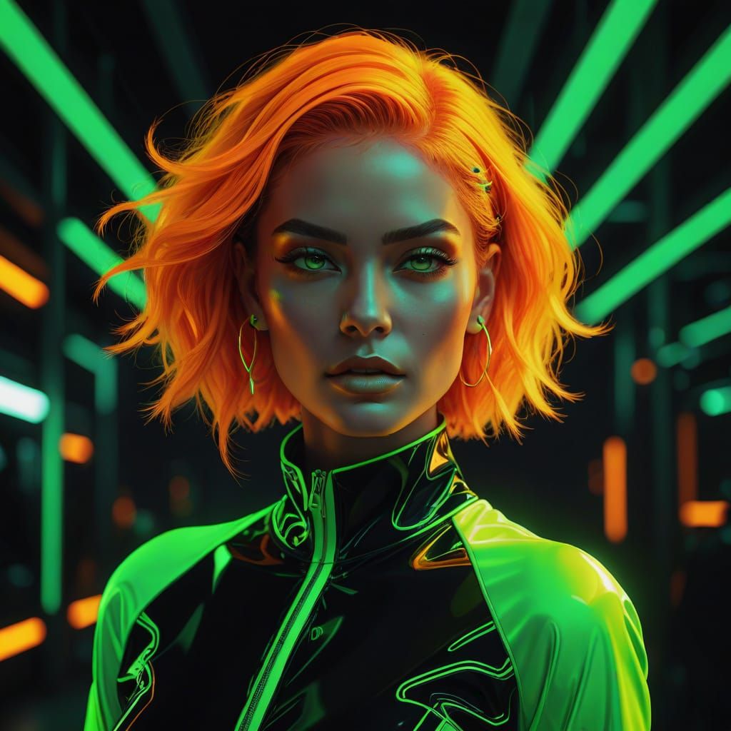 Neon Green and Neon Orange  by @Olena the Beautiful