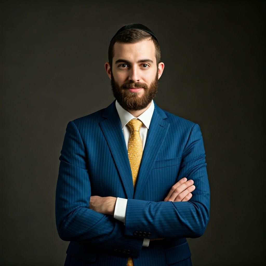 Confident Hasidic Man in Modern Studio Portrait