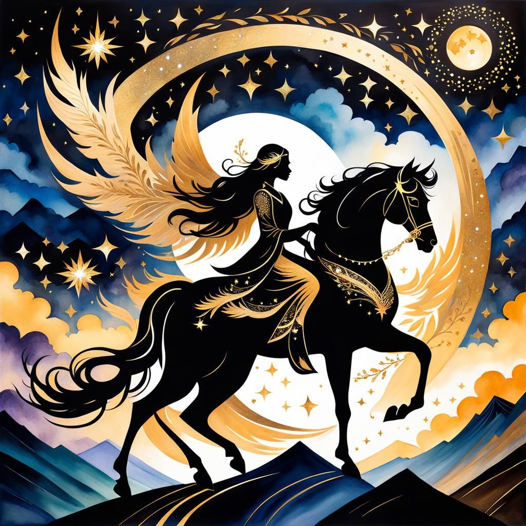 A Woman With Her Pegasus  by @Pop