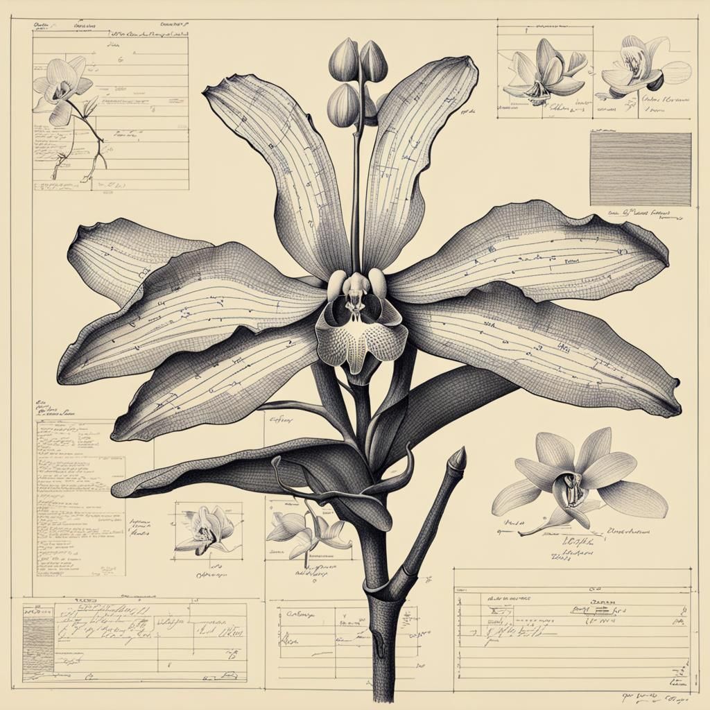 Botanical drawing of an orchid  by @ArtByAj
