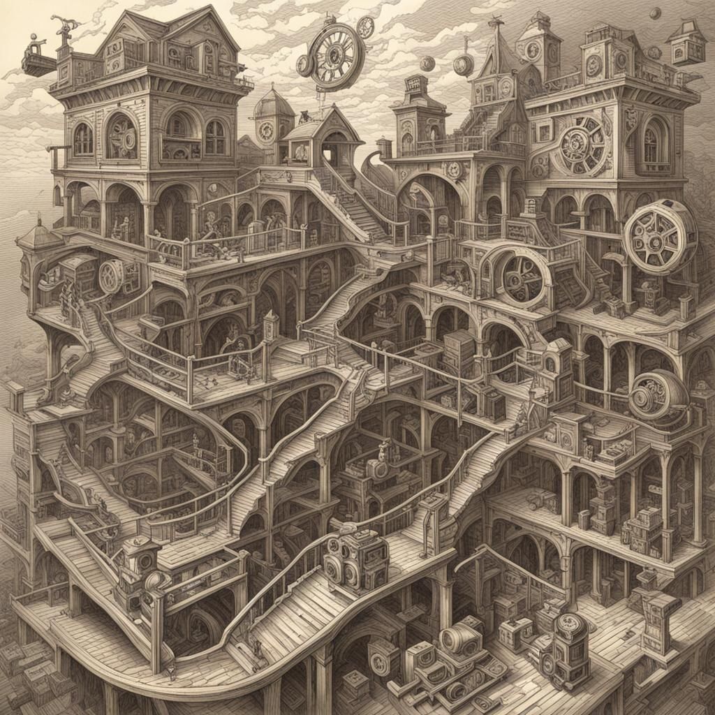 steampunk entropy escher style  by @Isadora