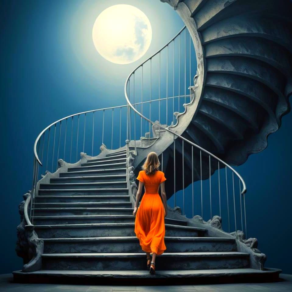 Lady Ascending: A Surrealistic Vision in Photorealism