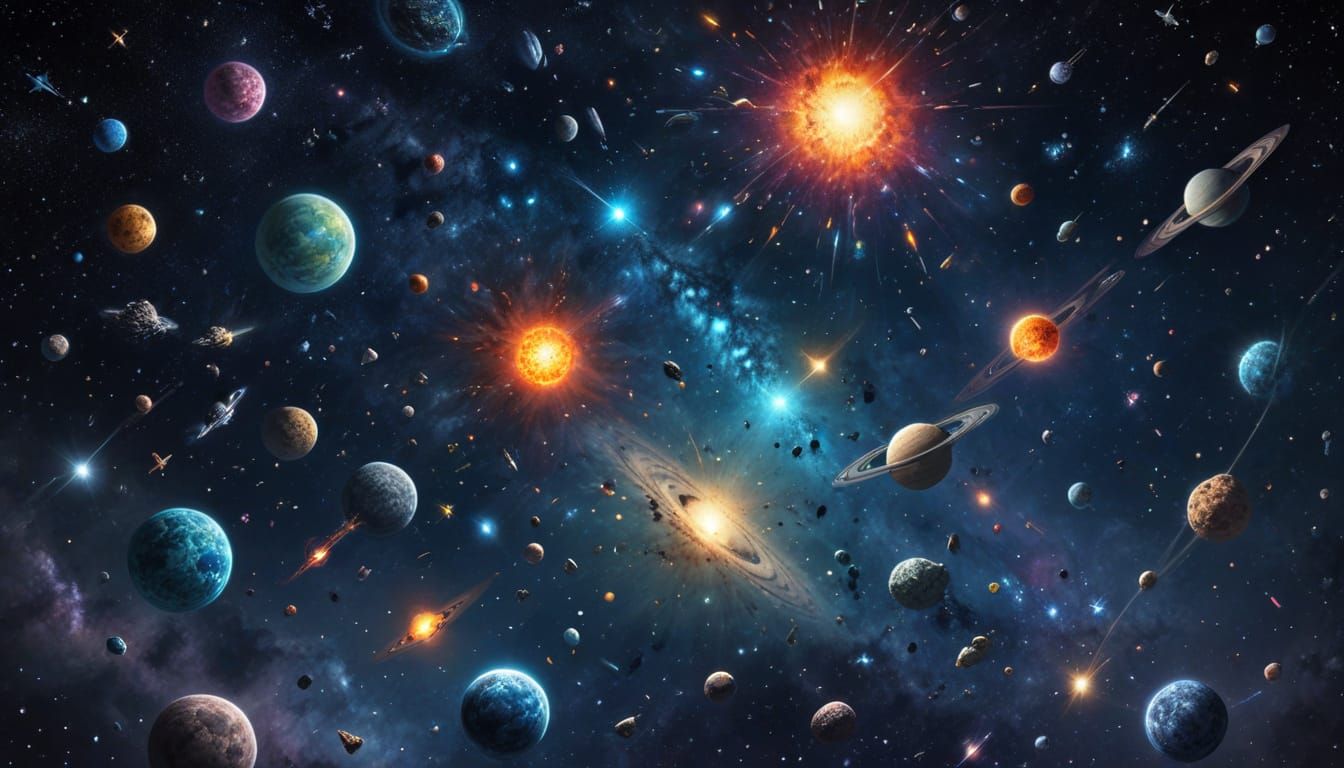 Diverse Cosmic Objects in a Single Picture