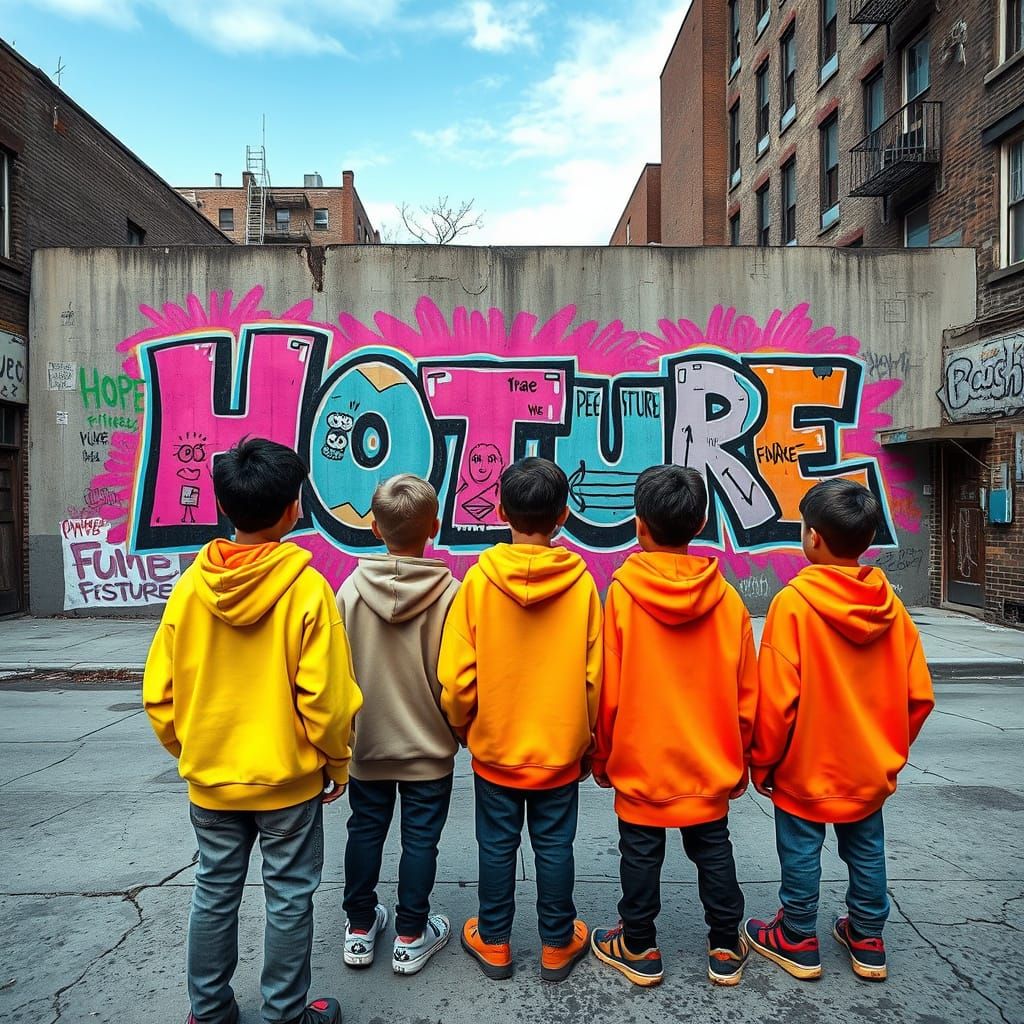 Urban Graffiti Art with Teenage Figures