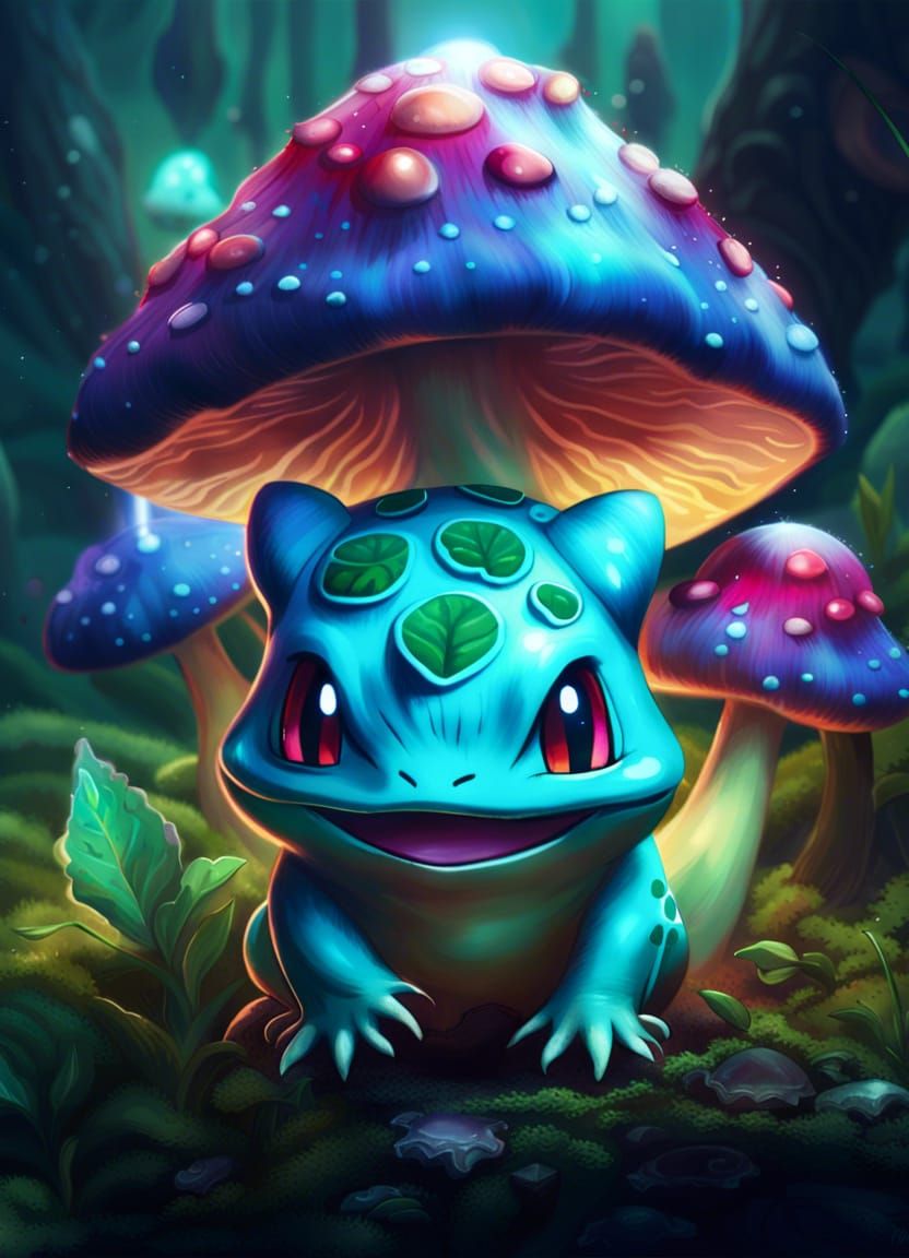 Bioluminecsent Bulbasaur - AI Generated Artwork - NightCafe Creator