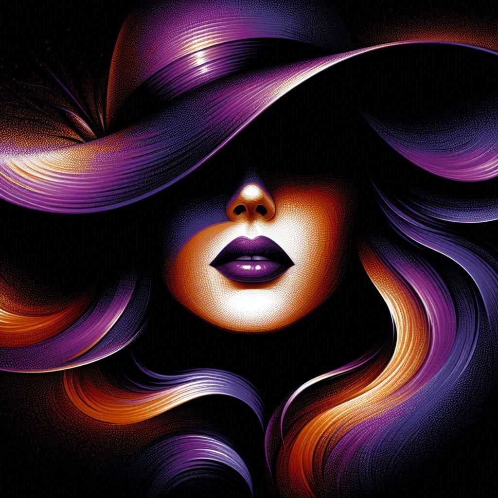 Fantasy-style portrait of a woman - purple and orange