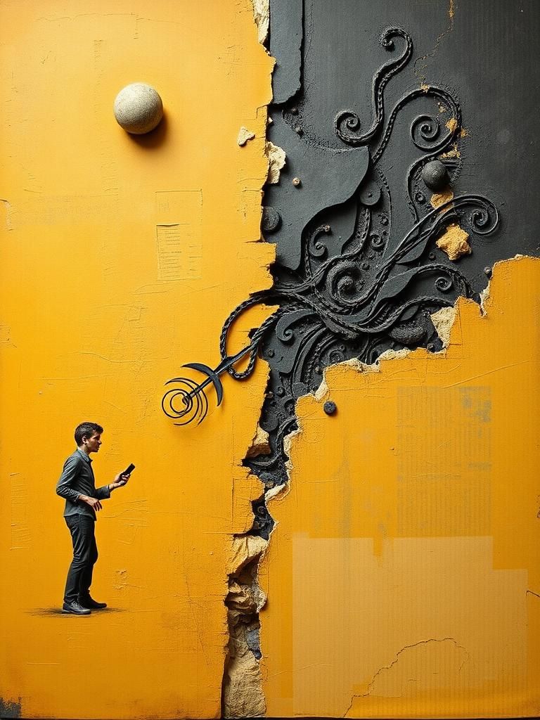 Surrealist Art Mashup in Mixed Media and 2.5D Illusion