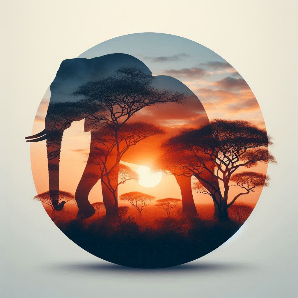 Elephant sunset