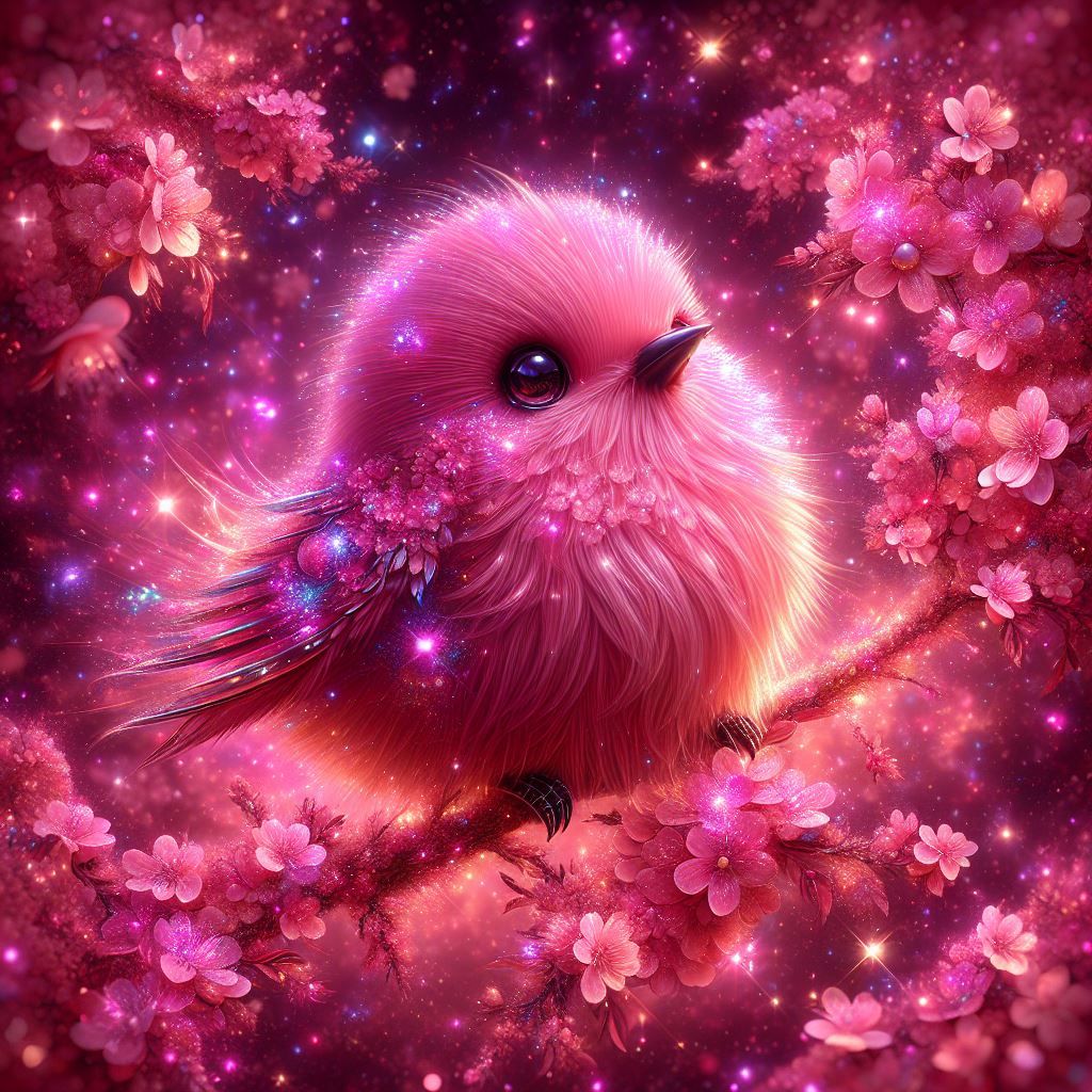 Pink Fluffy Bird
