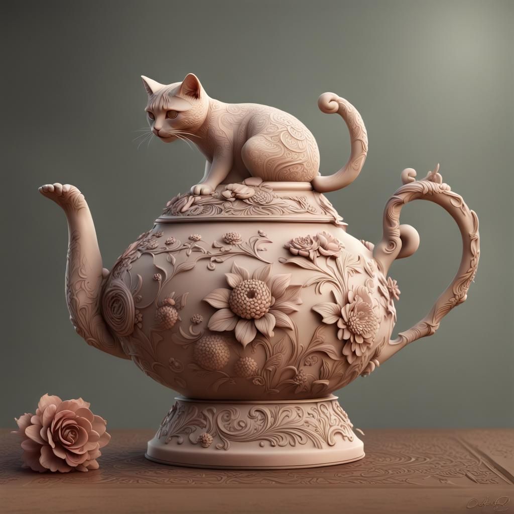 Cat teapot...  by @Andrea