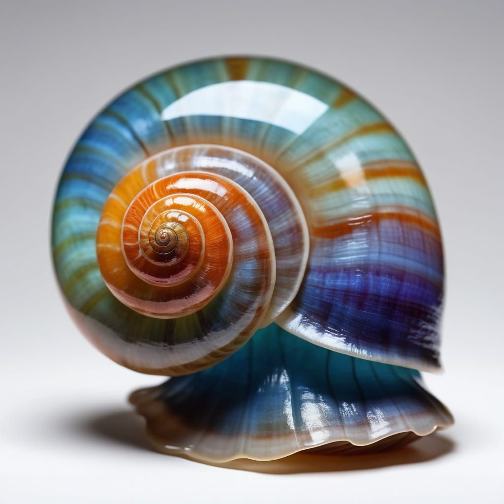 Surreal Translucent Snail with Stained Glass Shell