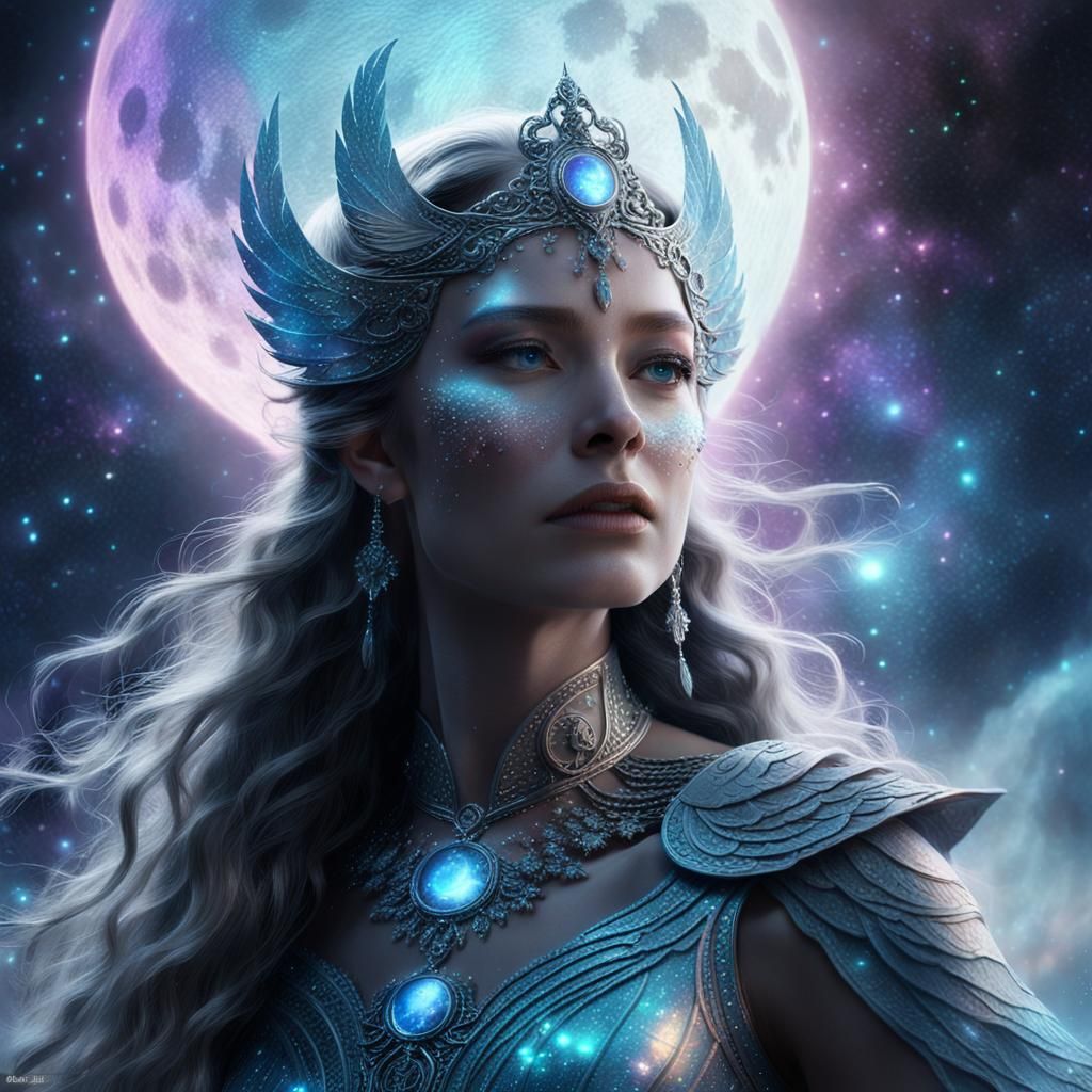 Celestial Goddess Shines in Aurora-Lit Majesty