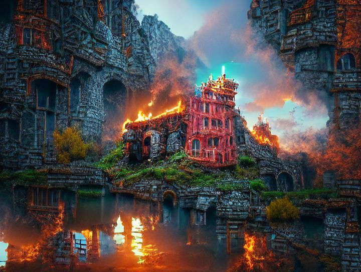 Burning of the elvish shrine of Fielantafi