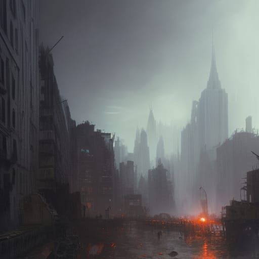 ruins of new york city 10,000 years in the future, - AI Generated ...