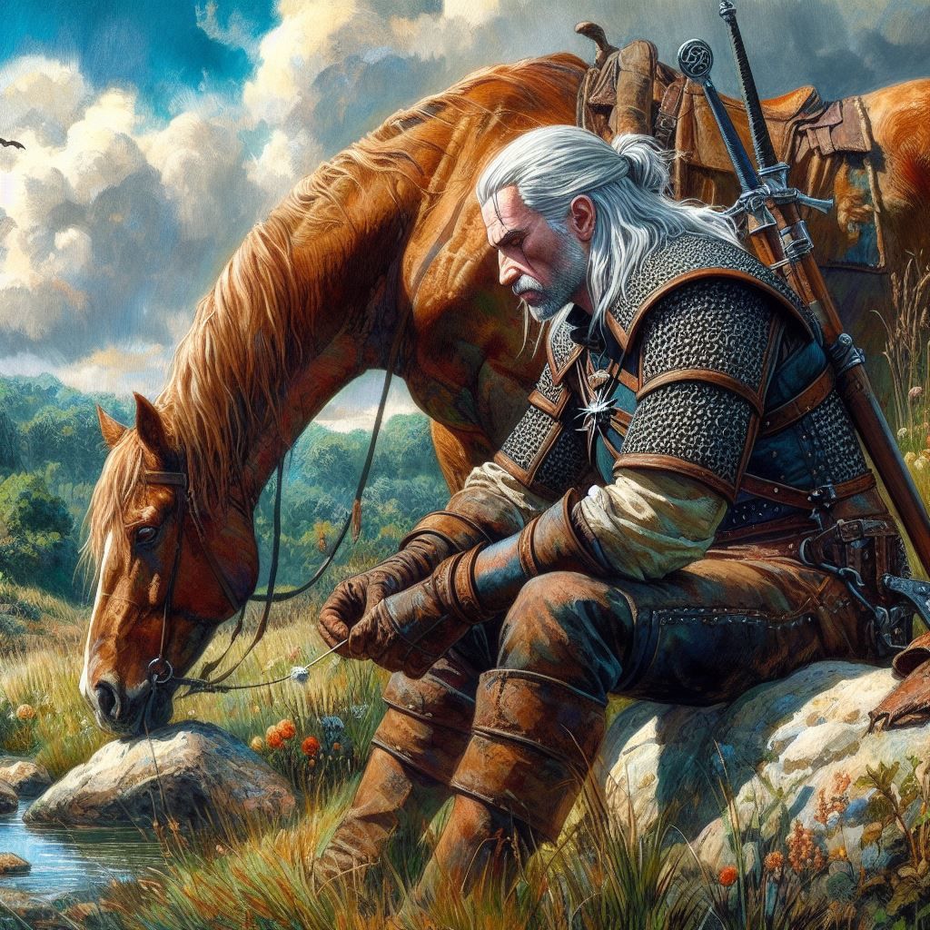 The Witcher with Roach🐎 resting