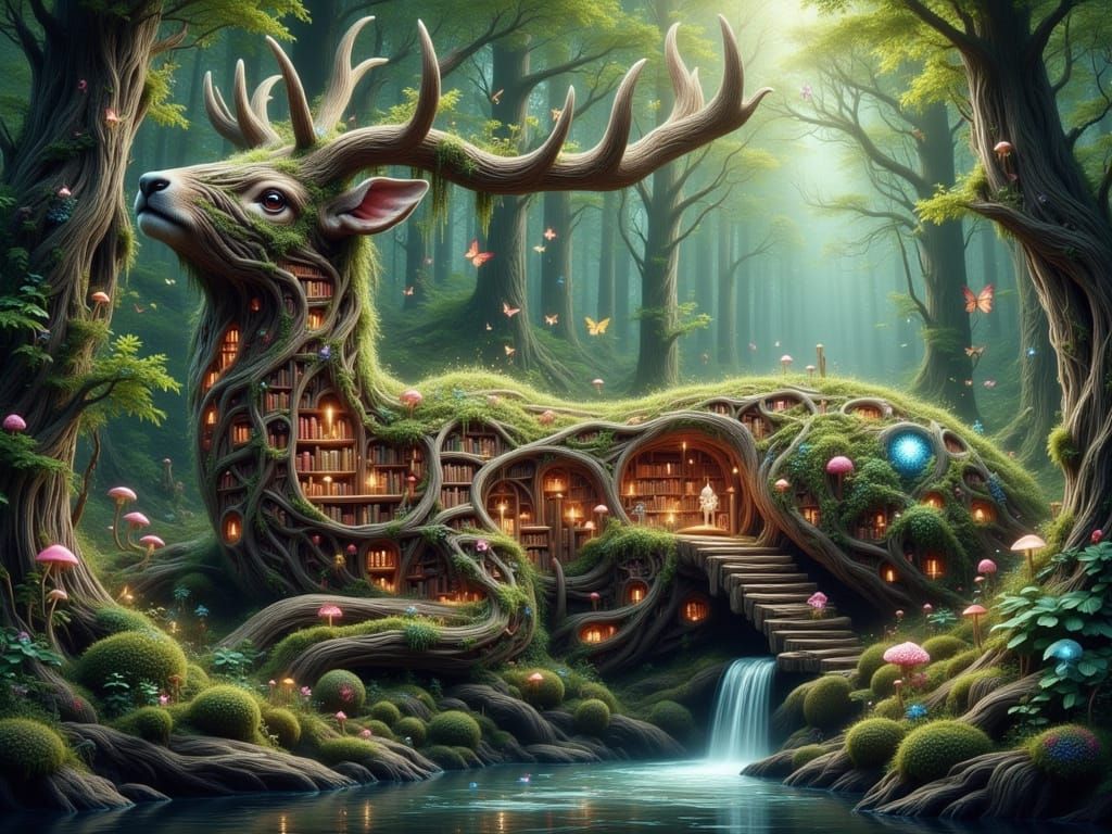 Antlers of Wisdom: Keeper of the Forest's Stories  by @Fiona Etkin 1974 