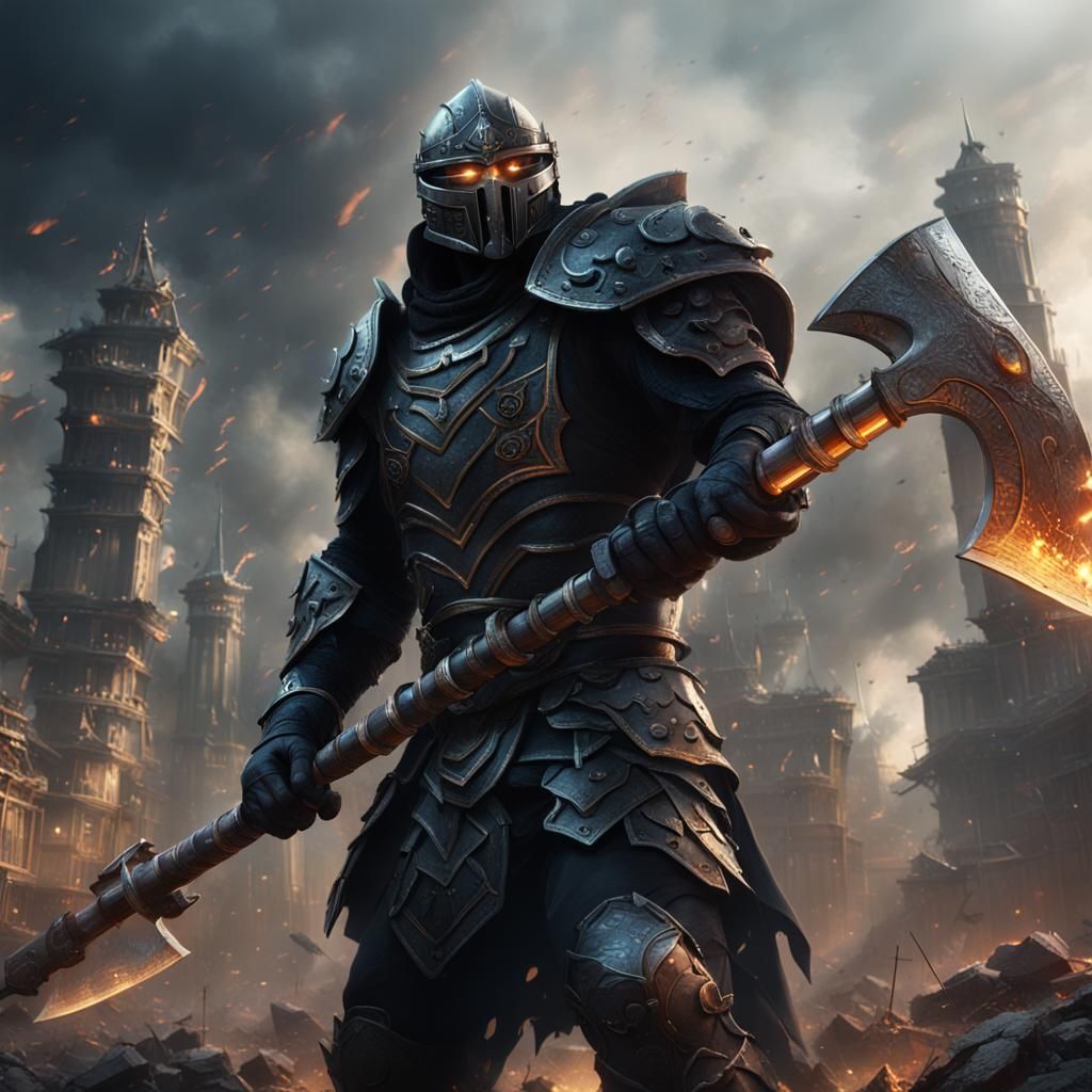 Cyberpunk Warrior Destroys City in Epic Battle