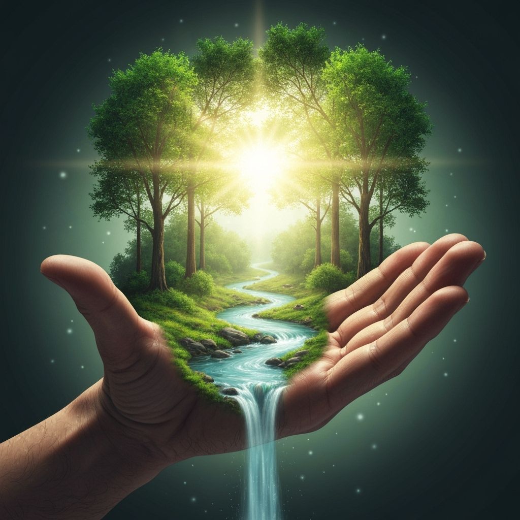 Surreal Hand Landscape: Harmony of Nature