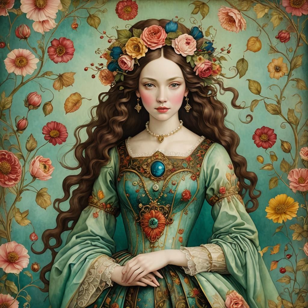 alcohol ink art background, mark ryden, catrin welz stein, botticelli, beautiful woman  by @Pretender of Light