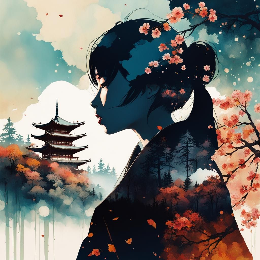Double exposure: Cherry blossoms  by @Riangwalee