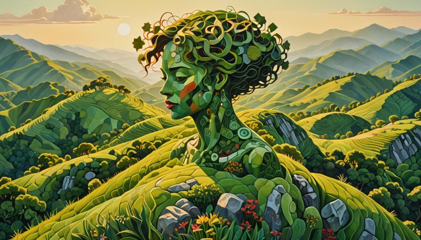 Cubist painting, Neo-Cubism, layered overlapping geometry, art deco painting, Dribbble, geometric fauvism, layered geometric vector art, max...