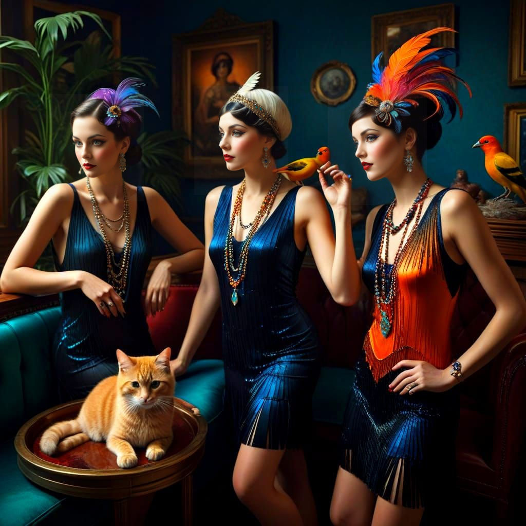 Charming 1920s Flappers in Art Deco Wonderland