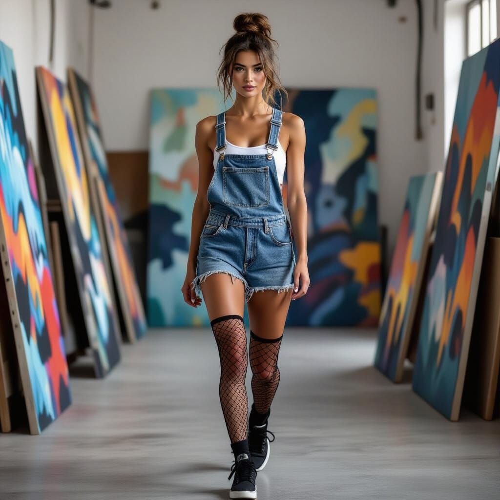 Fitness Model in Studio, Realistic Photography Style