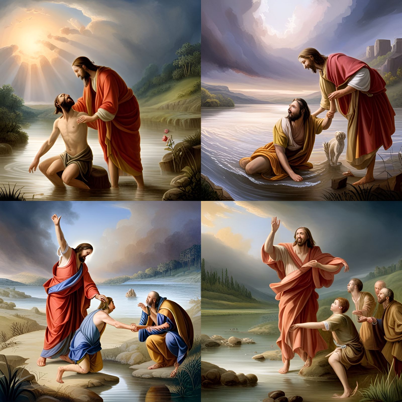 John the Baptist baptizing The Son Of God Jeus Christ in the...