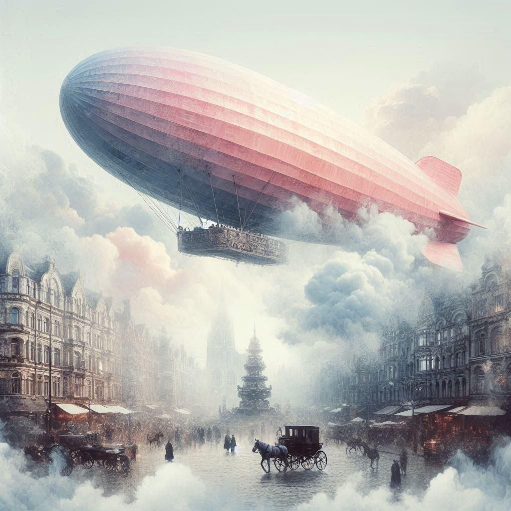 Pink victorian airship
