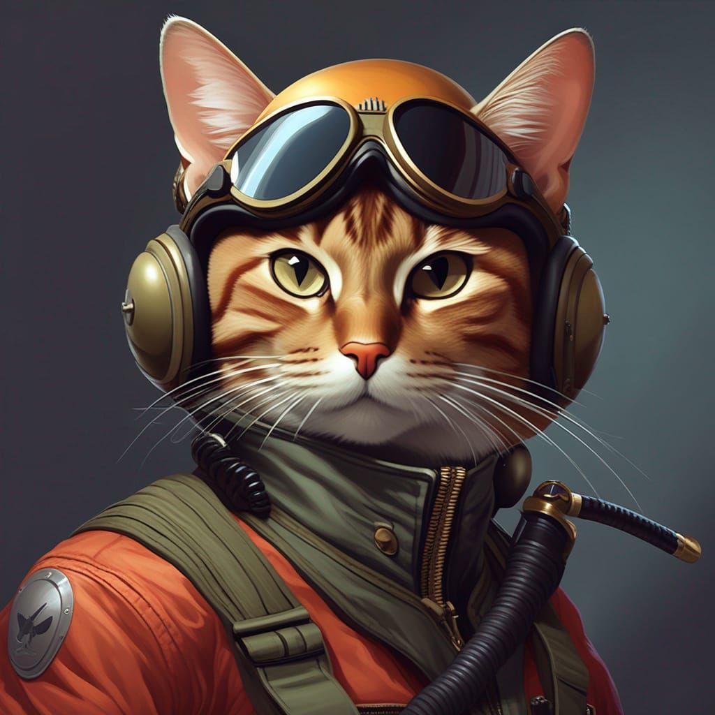 Cat Fighter Pilot - AI Generated Artwork - NightCafe Creator