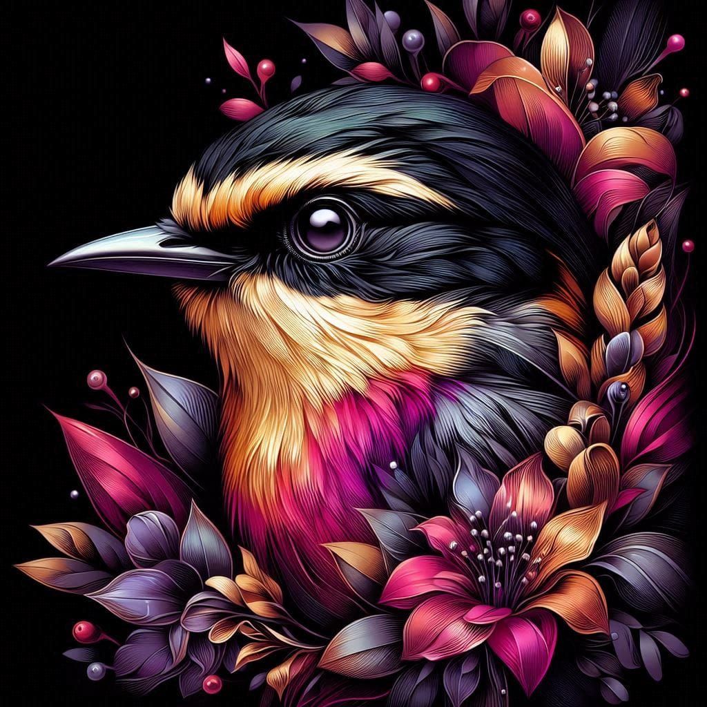Black Rose and Honeysuckle colors, Bird