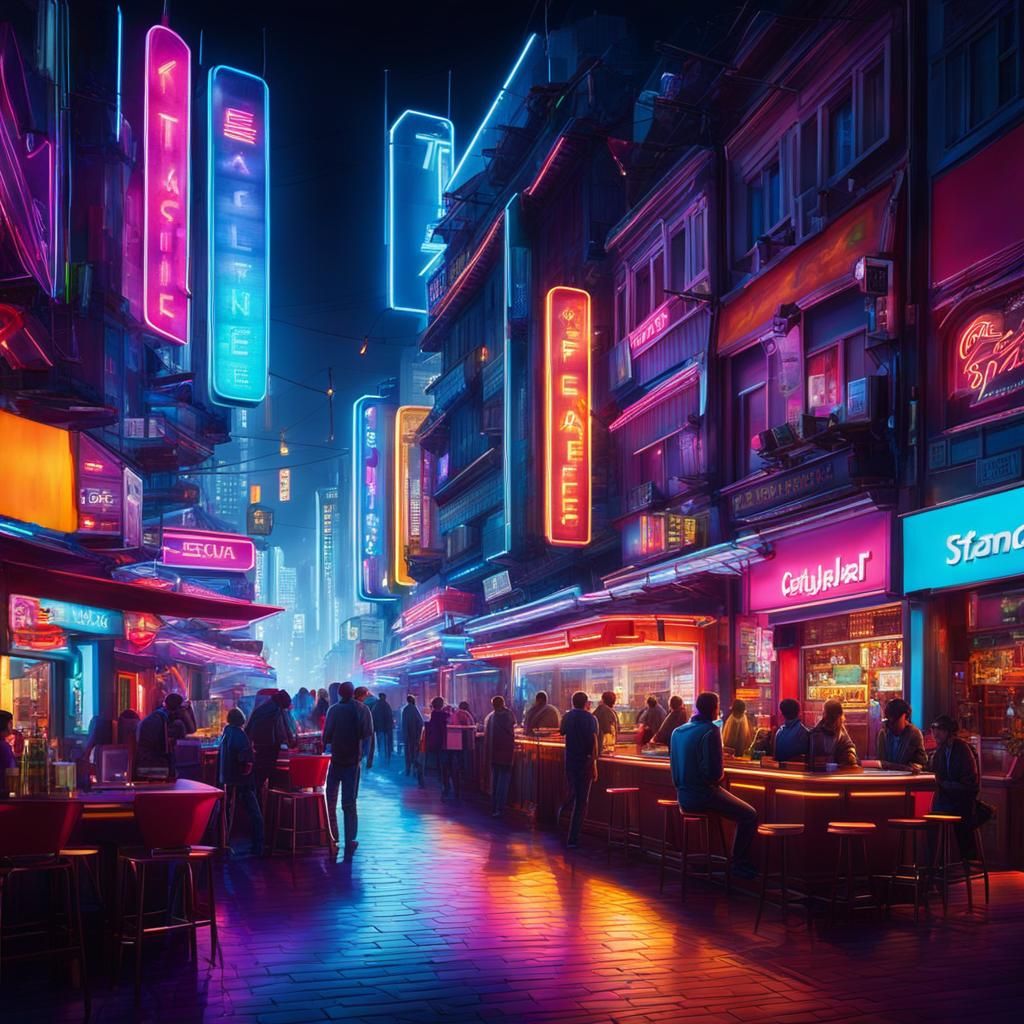 neon lights in a city night - AI Generated Artwork - NightCafe Creator