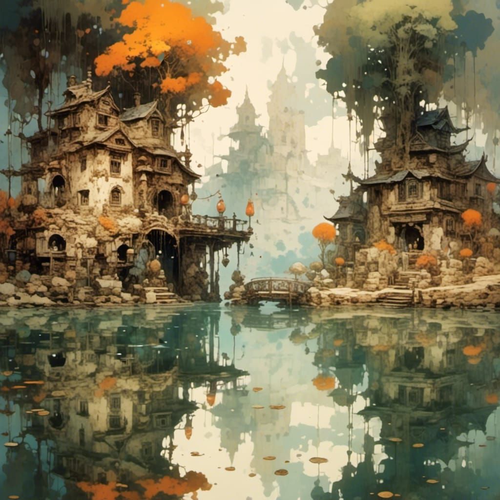 Stunning reflection landscape <lora:Lapillustration:1.0> 