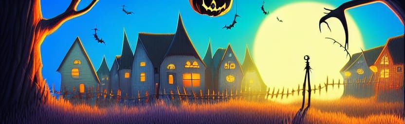 Halloween town - AI Generated Artwork - NightCafe Creator