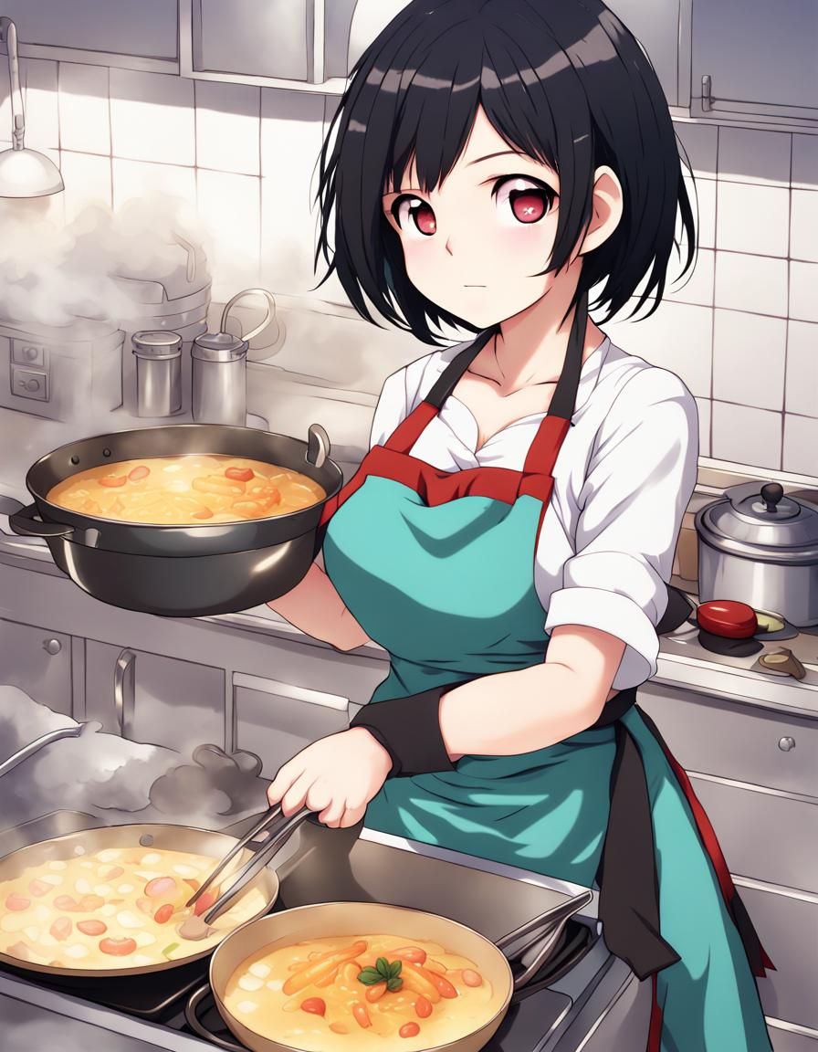 Sultry Japanese Kitchen Maid in Apron