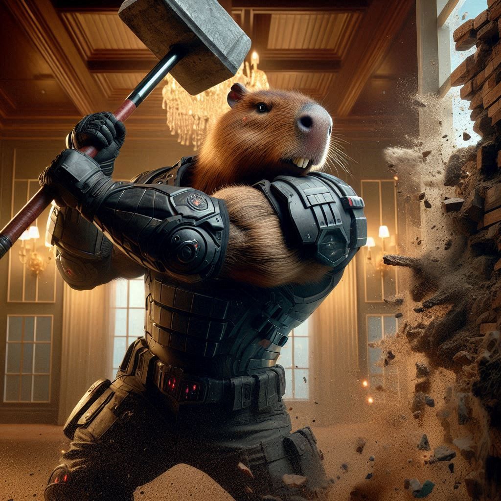 Capybara storm the luxurious house