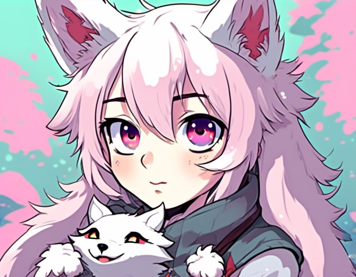 <lora:RPG23:1.0>Female "kitsune humanoid", white wolf skin and fur, adorable anime eyes, finely detailed, in an adorable pose, well contrast...