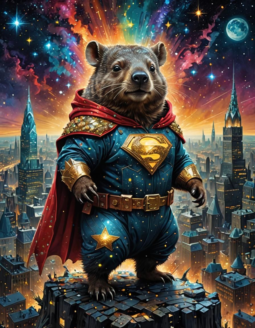 Superhero Wombat   by @Vixsin