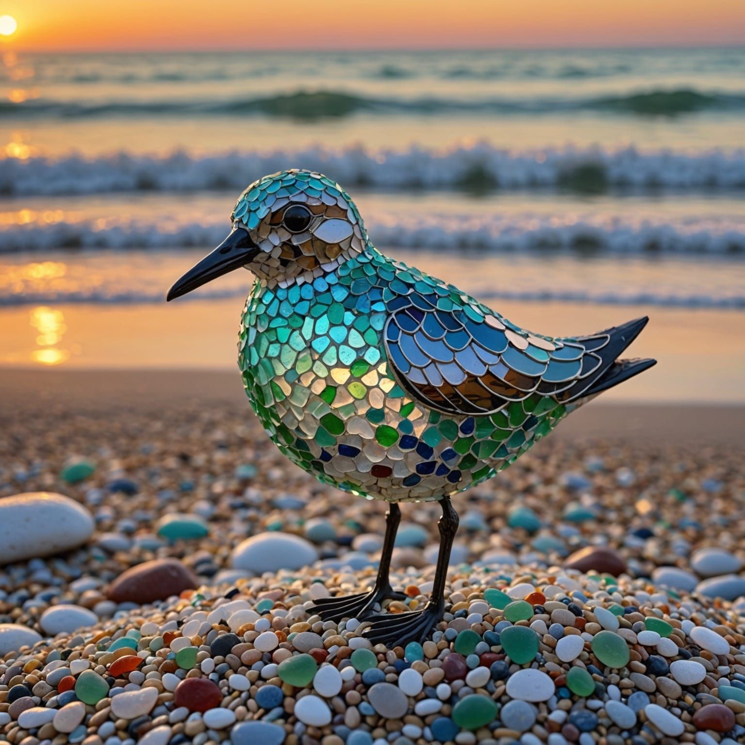 Sea Glass Sand Piper Sculpture.  by @Terra