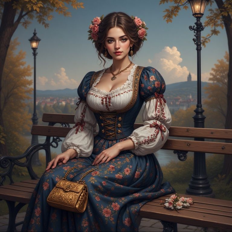 Woman with golden purse