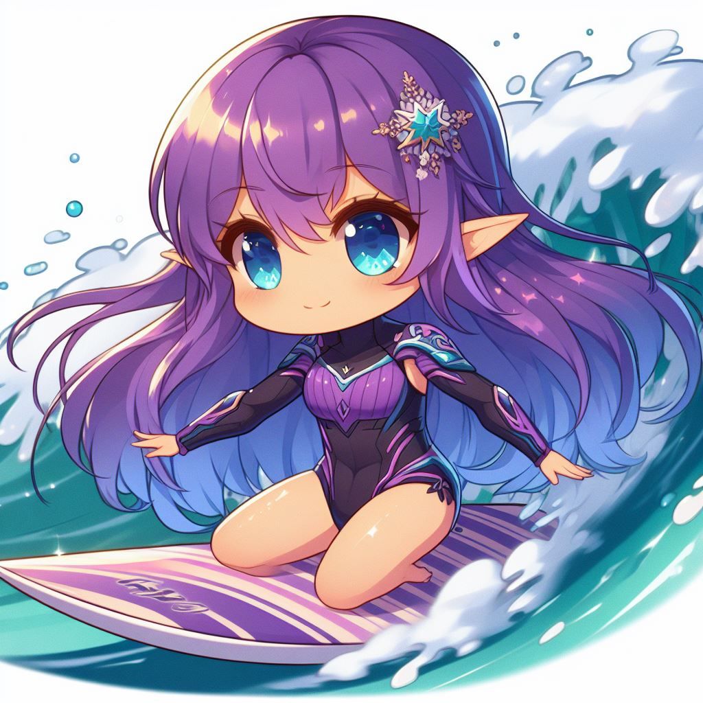 Cute Anwynn surfing