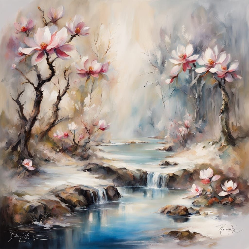 Snow-blossom stream   by @TravellerUK